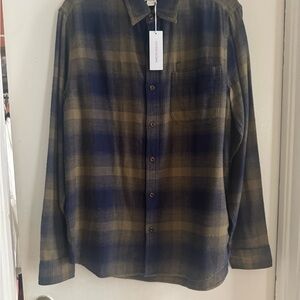 Outerknown Blue and Brown Plaid Casual Shirt